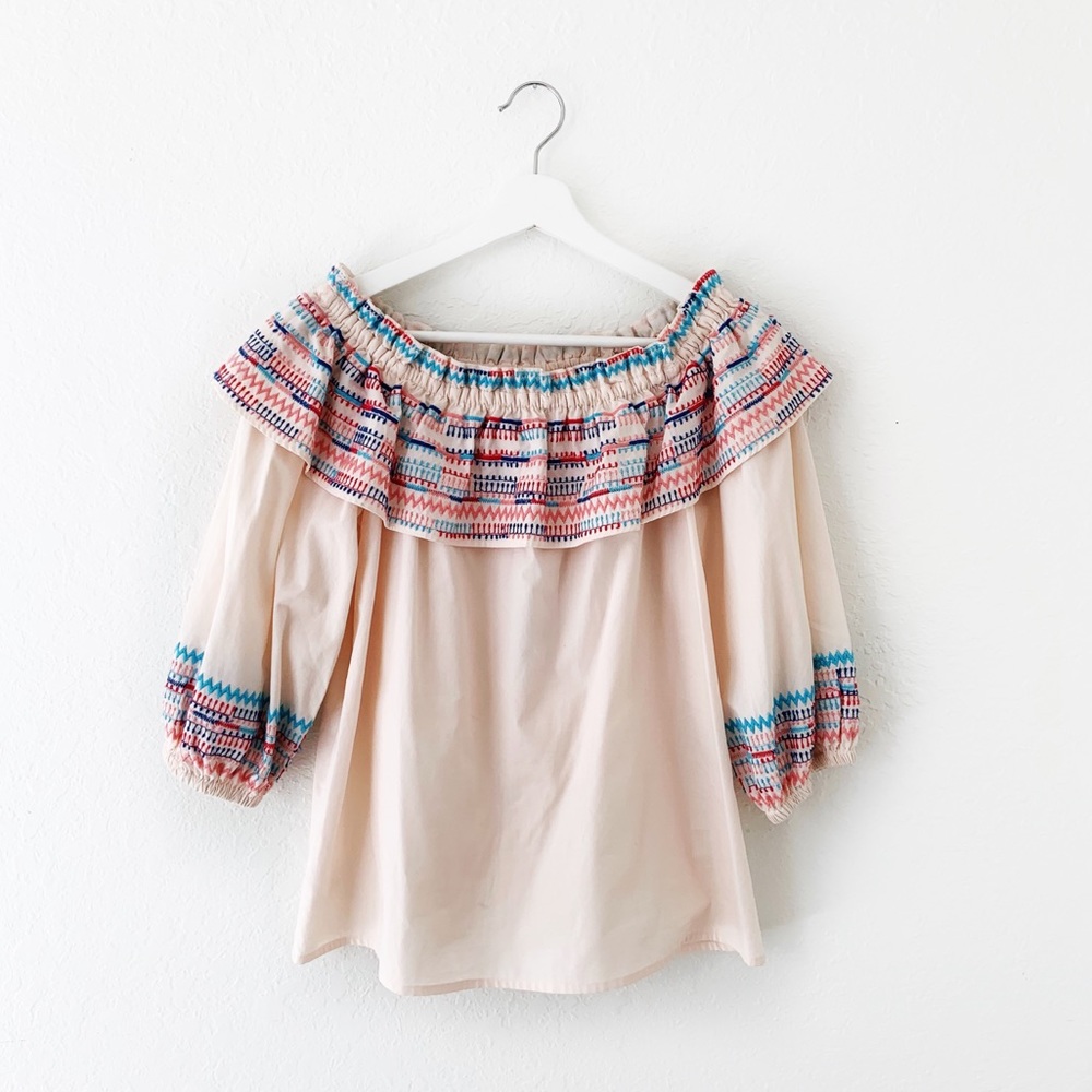 Parker Jenay Off Shoulder Blouse Pink Sugar Small 100% Cotton